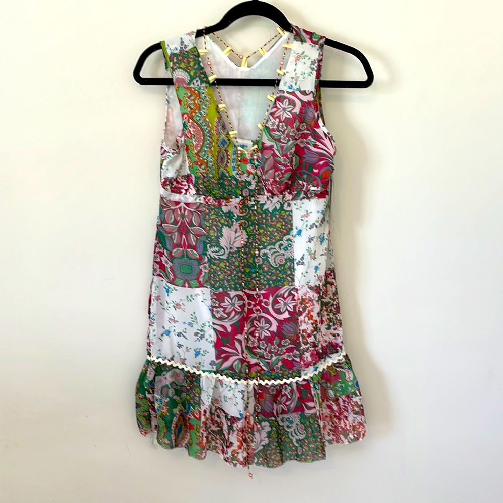 Brand new with tags beads detail patchwork dress Small
